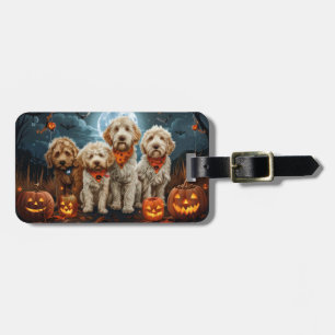 Étiquette À Bagage Goldendoodle Halloween Éffrayant