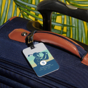 Étiquette À Bagage Golf avec Golf Club Bleu élégant