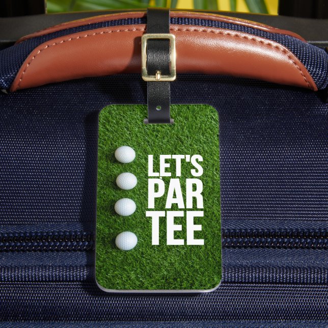 Étiquette À Bagage Golf Let's Par Tee avec balle sur herbe verte (Insitu Rectoal 2)