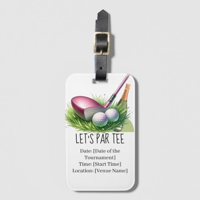 Étiquette À Bagage Golf Let's Par Tee pour tournoi féminin (Devant Vertical)