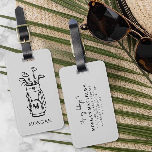 Étiquette À Bagage Golf Monogramme (Monogram Golf Luggage Tag )