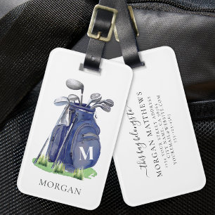 Étiquette À Bagage Golf Monogramme Bleu Marine