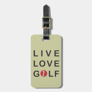 Étiquette À Bagage Golf vivant d'amour jouant au golf le noir rouge