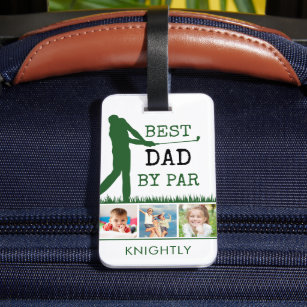 Étiquette À Bagage Golfer BEST DAD BY PAR PAR 3 Photo personnalisée