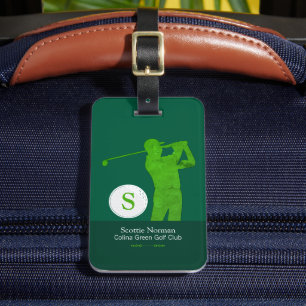 Étiquette À Bagage Golfer Man avec Golf Club Cool Vert
