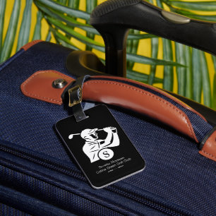 Étiquette À Bagage Golfeur blanc avec club de golf élégant noir