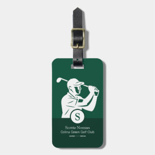 Étiquette À Bagage Golfeur blanc avec club de golf élégant vert