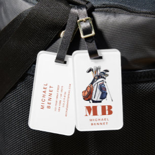 Étiquette À Bagage Golfeur Moderne Sport Monogrammé