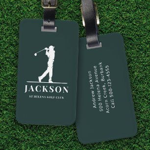 Étiquette À Bagage Golfeur Monogramme Personnalisé Vert