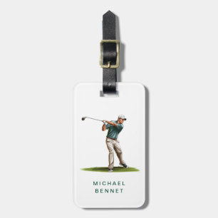 Étiquette À Bagage Golfeur Sportif Vert Élégant