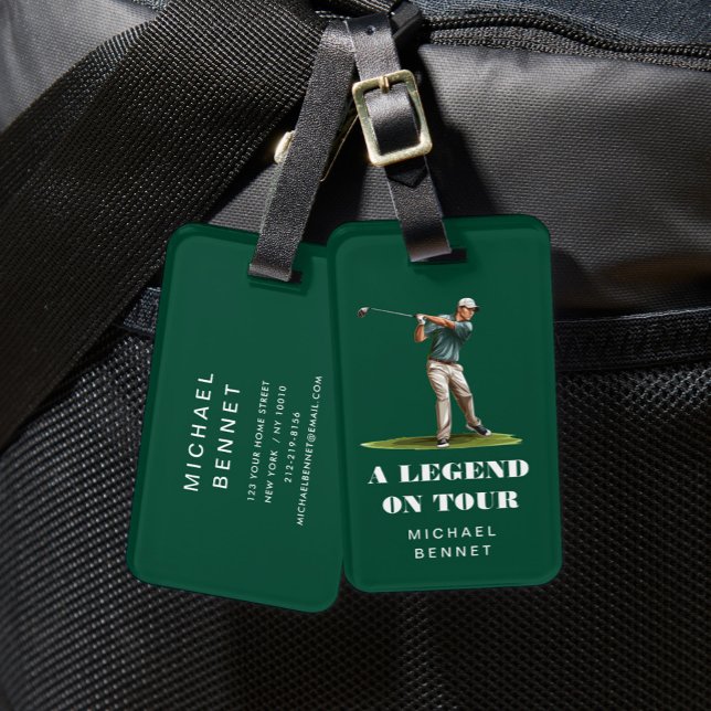 Étiquette À Bagage Golfeur Vert Drôle Sport (Funny Green Golfer Sport Luggage Tag)