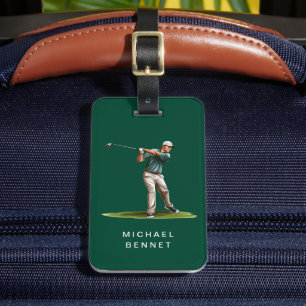 Étiquette À Bagage Golfeur Vert Sport Moderne