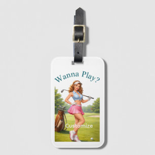 Étiquette À Bagage Golfeuse féminine en forme Thunder_Cove