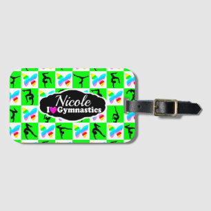 ÉTIQUETTE À BAGAGE GORGEOUS VERT BUTTERFLY GYMNAST DESIGN