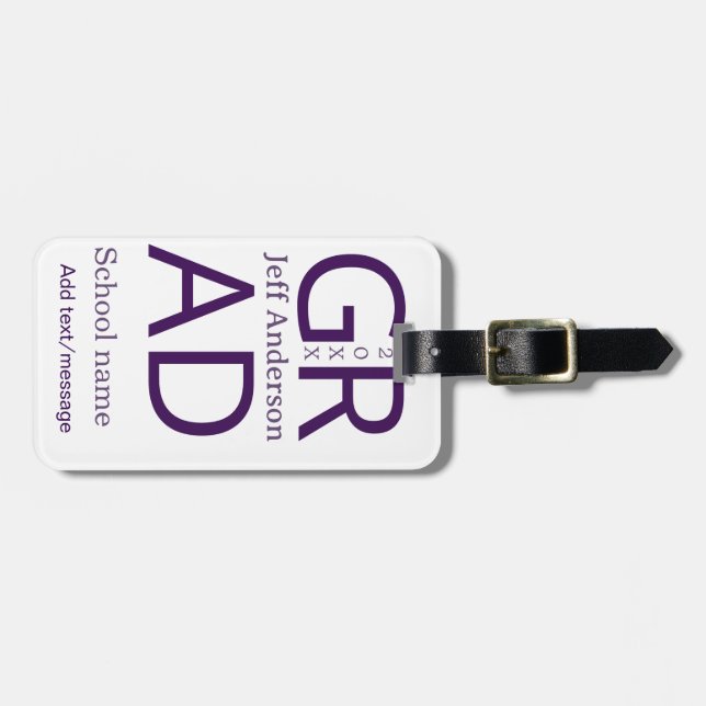 Étiquette À Bagage Grad typography modern graduation simple minimal c (Devant horizontal)