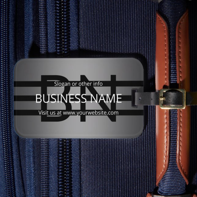 Étiquette À Bagage Gradient gris moderne et bandes noires horizontale (Insitu Rectoal 4)