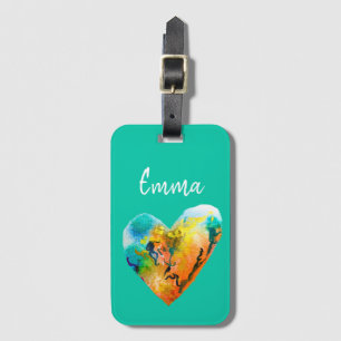 Étiquette À Bagage Graffiti coeur aquarelle art