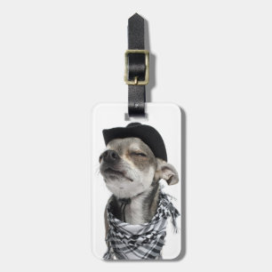 Étiquette À Bagage Grand-angulaire d'un chiwawa avec le sien observe