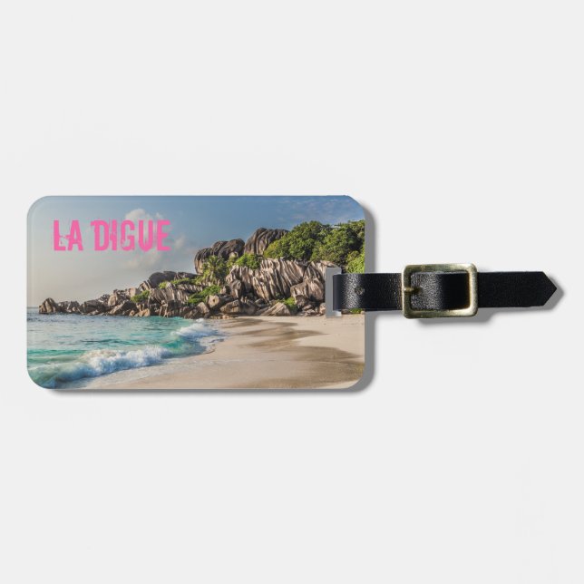 Étiquette À Bagage Grand Anse Seychelles La Digue Beach cadeau (Devant horizontal)