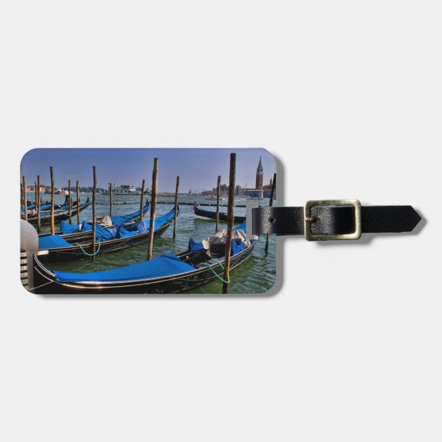 Étiquette À Bagage Grand Canal avec des gondoles alignées (Devant horizontal)