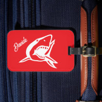 Grand logo de requin blanc voyage personnalisé rou