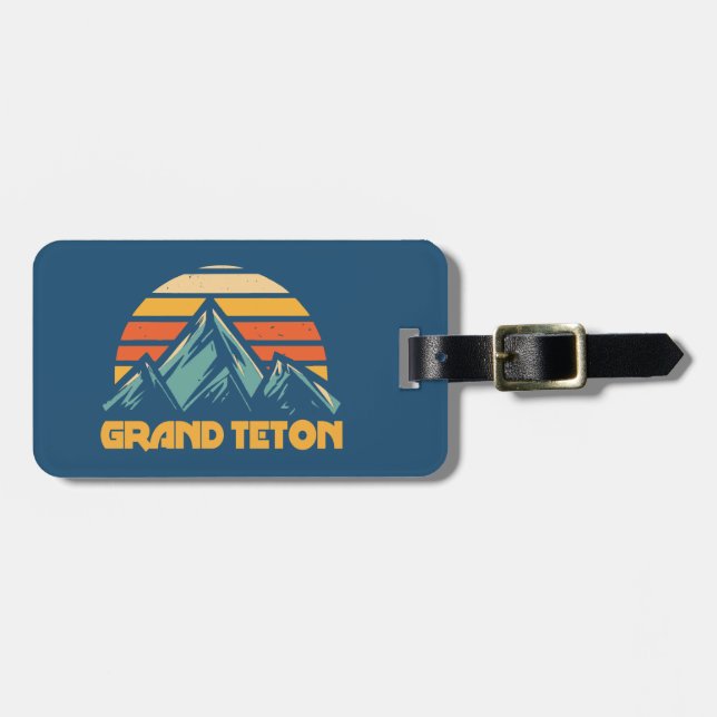 Étiquette À Bagage Grand Teton Rétro Turquoise (Devant horizontal)