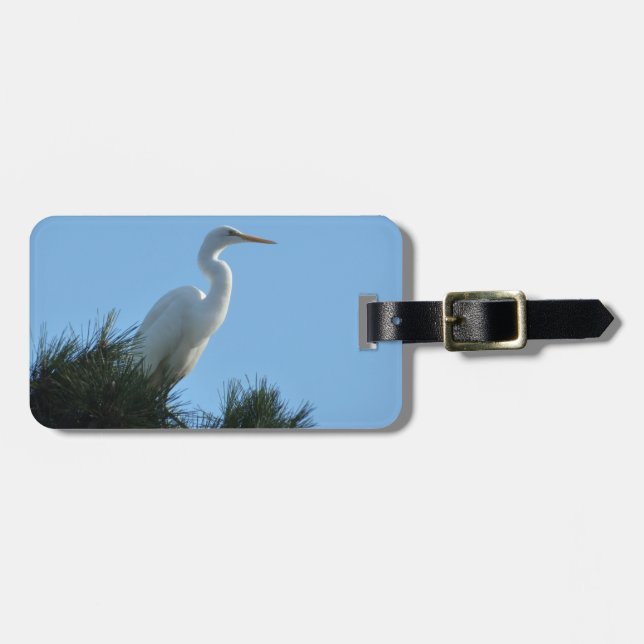 Étiquette À Bagage Grande Aigrette en Floride ensoleillée (Devant horizontal)