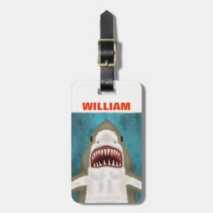 Étiquette À Bagage Grande Attaque de requin blanc Personnalisé Océan 
