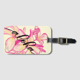 Étiquette À Bagage Grands Plumeria Aloha Hawaii Étiquettes de Sac