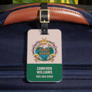 Étiquette À Bagage Graphique de la Terre mère rétro des années 70