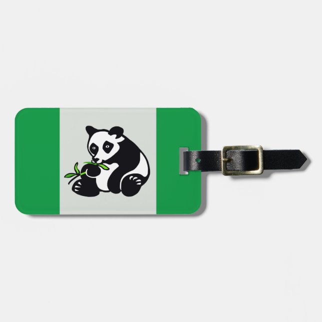 Étiquette À Bagage Graphique PANDA Ours -Conservation - Vert de la fa (Devant horizontal)
