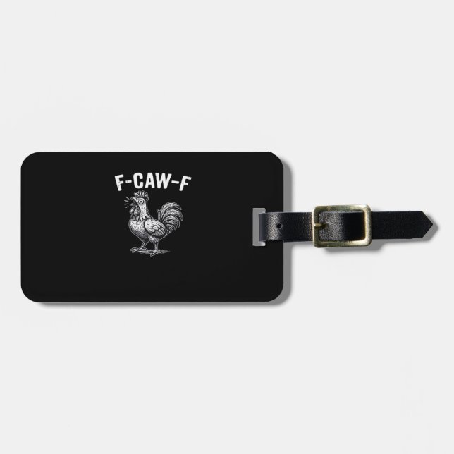 Étiquette À Bagage Graphique rétro F-Caw-F de poulet (Devant horizontal)