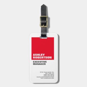 Étiquette À Bagage Gras Rouge Blanc Plat Professionnel Minimaliste