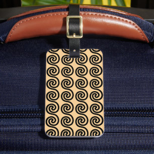 Étiquette À Bagage Grec Meander Key Waves Motif Brown