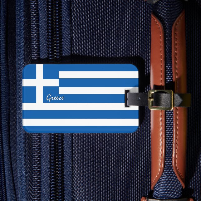 Étiquette À Bagage Grèce Balises de bagage, drapeau patriotique grec (Insitu Rectoal 4)