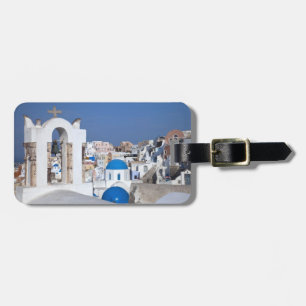 Étiquette À Bagage Grèce, Santorin. Clocher et dômes bleus de 2