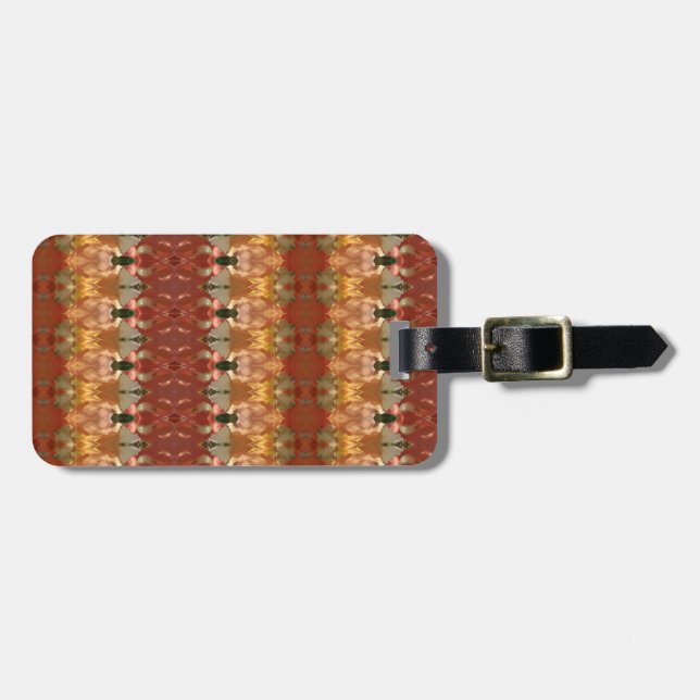 Étiquette À Bagage Green & Amber Ikat 3 (Devant horizontal)