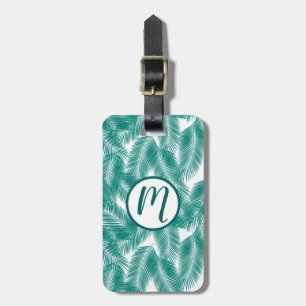 Étiquette À Bagage Green Tropical Palm Feuille Motif