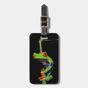 Étiquette À Bagage Grenouille à feuilles rouges