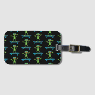 Étiquette À Bagage Grenouille de skateboard drôle Amateur d'animaux d