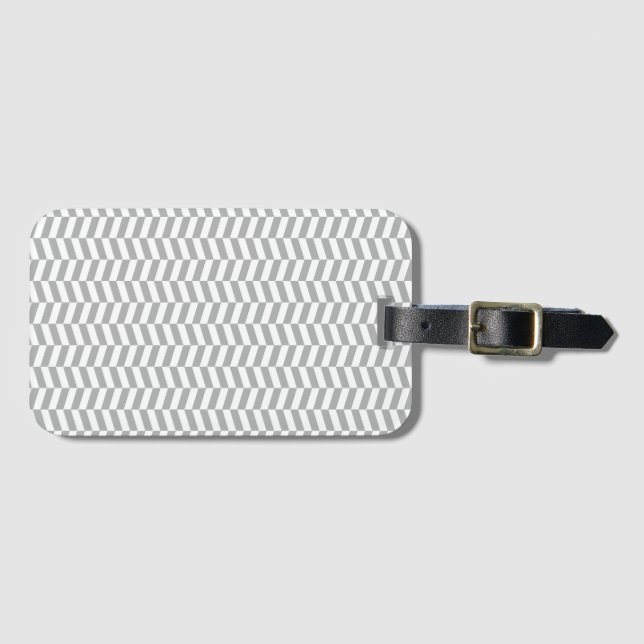 Étiquette À Bagage Grey Herringbone (Devant Horizontal)