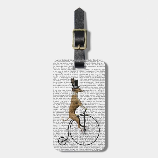 Étiquette À Bagage Greyhound sur Black Penny Farthing Bike (Devant Vertical)