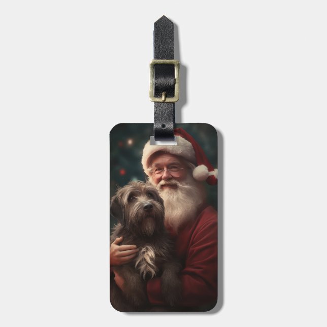 Étiquette À Bagage Griffon à poil dur Saint-Nicolas Noël (Devant Vertical)