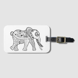 Étiquette À Bagage Griffonnage d'éléphant