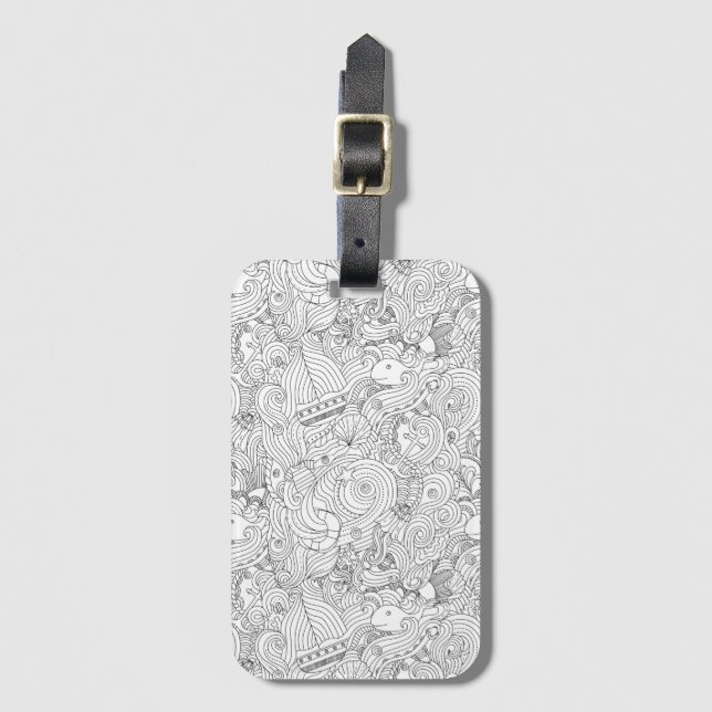 Étiquette À Bagage Griffonnage nautique (Devant Vertical)