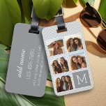 Étiquette À Bagage Gris blanc Instagram 5 Photo Collage Monogramme<br><div class="desc">Arrière - plan inclut un Motif chevron en option - Utilisez cinq photos carrés pour créer un cadeau unique et personnel. Si vous avez besoin d'ajuster les images,  cliquez sur l'outil personnaliser pour apporter des modifications.</div>