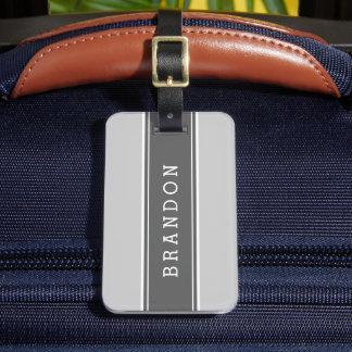 Étiquette À Bagage Gris et charbon de bois Rugby bande personnalisée 