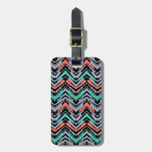 Étiquette À Bagage Gris, Teal, et motif tiré par la main de corail de