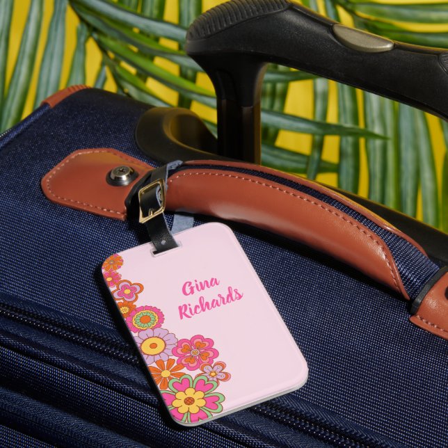 Étiquette À Bagage Groovy Rétro Années 60 Hippie (Insitu Rectoal 1)