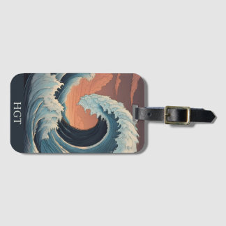 Étiquette À Bagage Grosse vague de tsunami